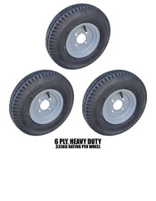 3 x TRAILER 4.80/4.00-8 400x8 Wheels & Tyres 6 Ply 8" Rim 4" PCD 335KG