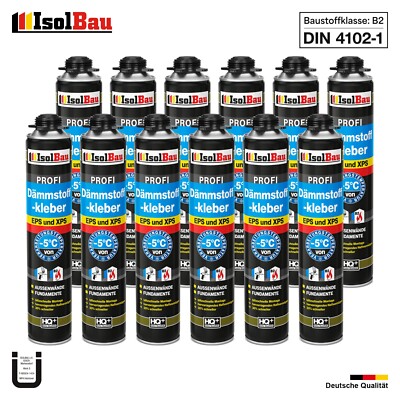 Dämmstoffkleber B2 PU-Klebeschaum Dämmplatten 12 x 750ml Perimeterkleber EPS XPS