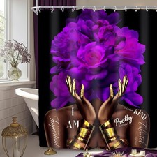 African American Elegant Shower Curtain Set 60Wx71H Inches Lady Inspirational
