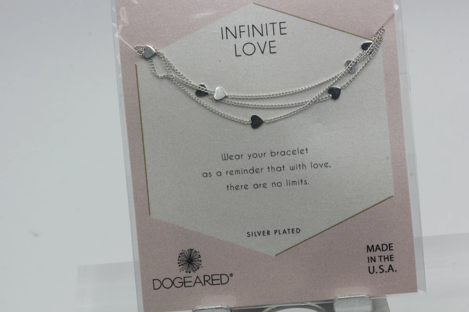 Dogeared Infinite love Multi-strand Heart Bracelet Silver Plated 6"+1 " ex ~ T3  - Image 2 of 2