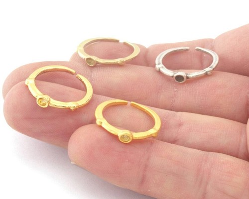 2 pcs Round ring base blank bezel Raw brass,Antique silver,Matte-shiny gold 2234 - Picture 2 of 6