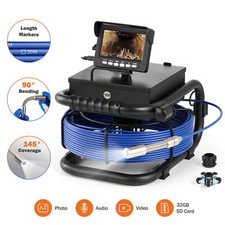 Zelcan 4.3" Sewer Inspection Camera w 50m/164ft Cable IP68 Camera 12 LED Lights