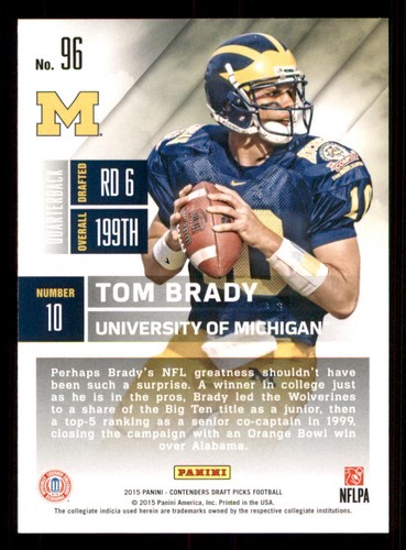 2015 Panini Contenders Draft Picks #96 Tom Brady - Picture 2 of 2