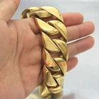 Huge Heavy Men's Cuban Chain Link Bracelet 316L Stainless Steel Gold Plated 31mm