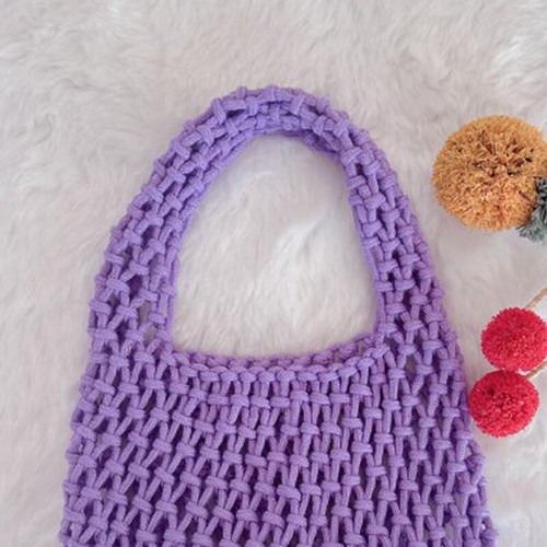 Summer Grass Rope Hollow Hand Knitted Women's Hollow Knitted Handbag`qi - Picture 5 of 16