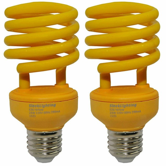 Spiral Bug Repellent Light Bulb 23W T2 Yellow CFL Compact Fluorescent 2Pack eBay