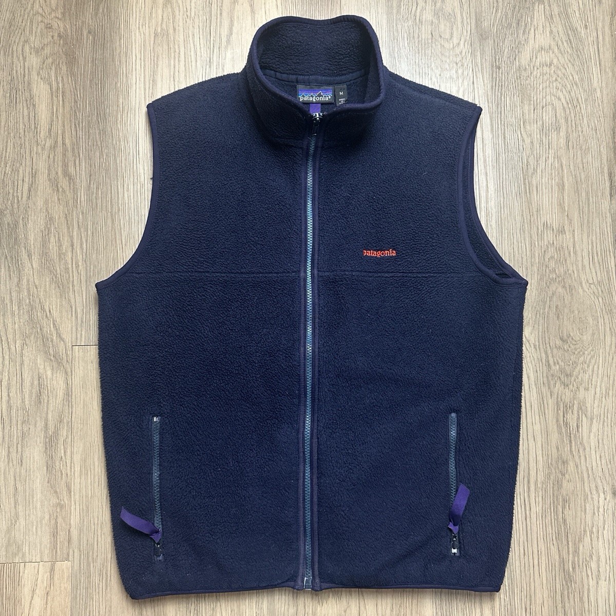 Vtg 90s Patagonia Navy Blue Fleece Pile Vest 1999 Full Zip