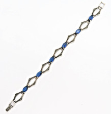 Exklusives Armband 925 Sterling Silber Blaue Farbsteine Markasit Jugendstil Art