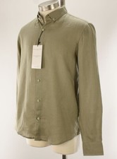 Camisa de Lino IKE BEHAR Luxe Viaje Terrario Botón Delantero Manga Larga MEDIANA NUEVA CON ETIQUETAS