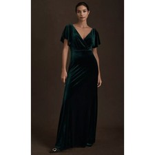 BHLDN Jenny Yoo Ellis Velvet Dress Size 2 in Dark Emerald