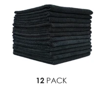 The Rag Company 51414-TERRY-BLK 14x14 All-Purpose Microfiber Towel BLACK 12 PACK