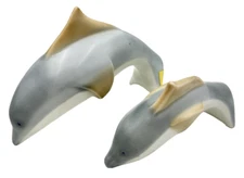 Set of 2 Crowning Touch Ceramic Mother & Baby Dolphin Figurine Made In Japan