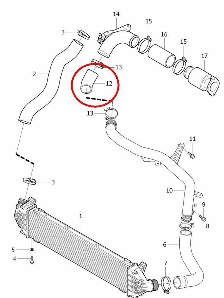 Turbo Hose Charge Air Hose For VOLVO V40 1.6D D2 31338151 114 HP / 120 HP