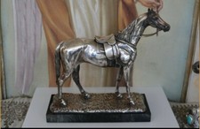 RARE Original C 1900 - 900 SILVER Man O War Horse Sculpture/Figurine on  Marble