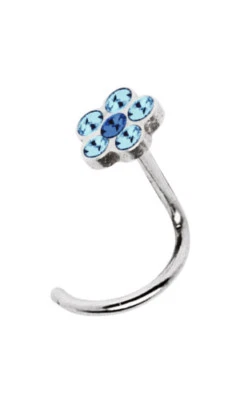 MODERN NATURE PIERCING-SCHMUCK Piercing Gioielli Piercing Naso Borchie Spirale 1,0mm + Fiore Di Pietre IN 4mm