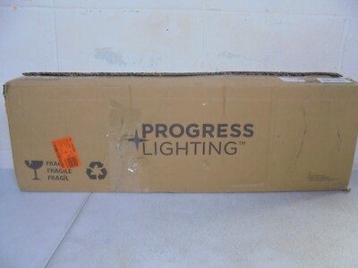 Progress Barnes Mill Collection 32-1/4 in. 4-Light Antique Bronze Seeded Glass