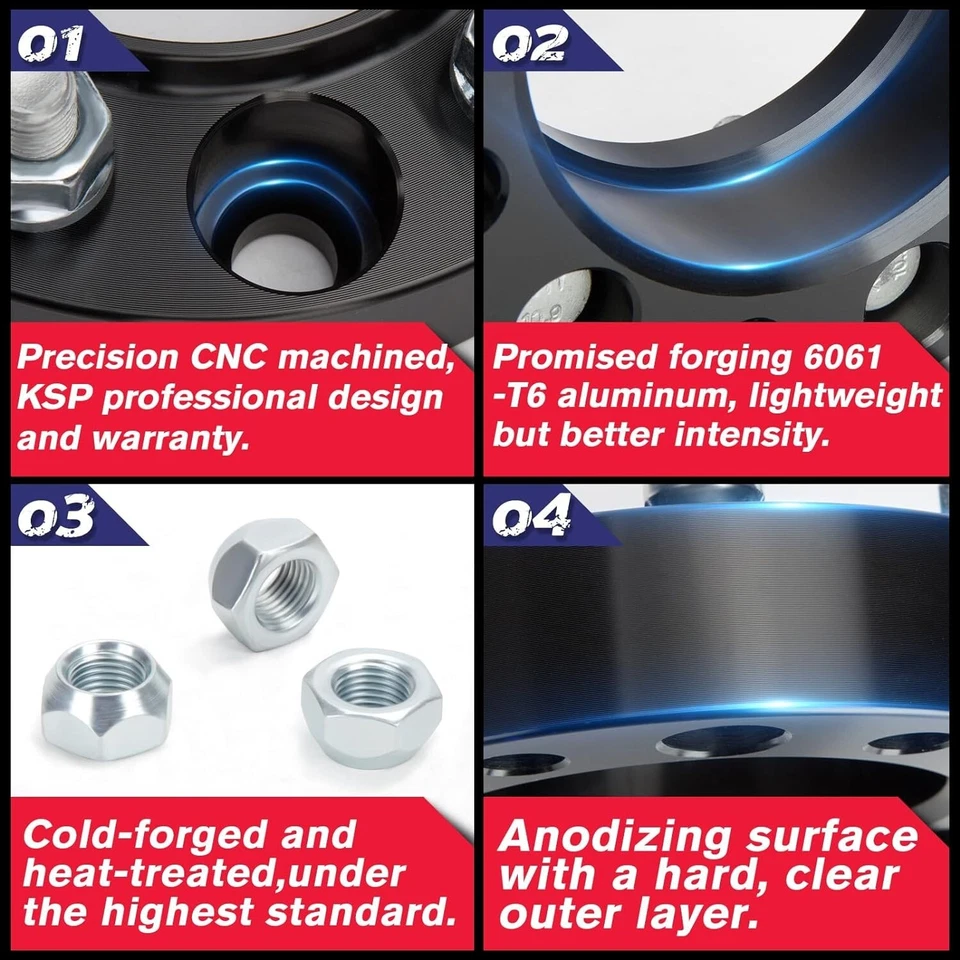 KSP 4PC 5X4.5 25mm Wheel Spacer for 2015+ Ford Mustang 2020+ Explorer 19+Aviator - Image 4 of 4