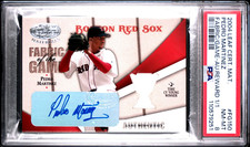 2004 LEAF CERTIFIED FABRIC OF GAME CY YOUNG AUTO #150 PEDRO MARTINEZ PSA 8 #1/1