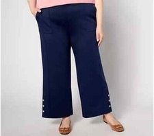 667 Isaac Mizrahi Live Regular Clubhouse Scuba Knit Wide Leg Ankle Pants L