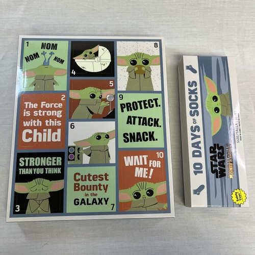 Star Wars Mandalorian Baby Yoda Kids 10 Days of Socks Advent Calendar 3T, 4T 5y - Picture 1 of 4