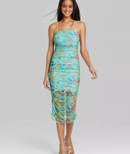 NEW Wild Fable Women's Sleeveless Ruched Mesh Dress Size Small
