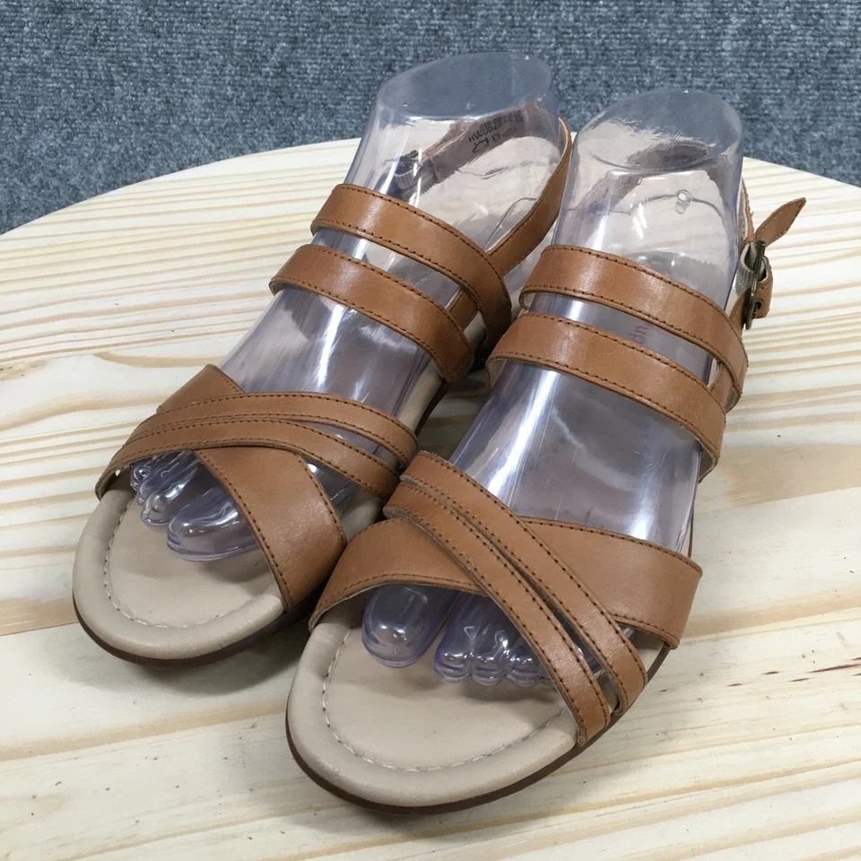 Sandalias Hush Puppies para mujer 8 M con tira trasera marrón hebilla correa punta abierta informales Foto 3 de 4