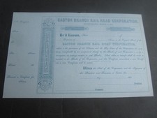 1850's - EASTON BRANCH RAILROAD CORPORATION - Stock Certificate - MASS.