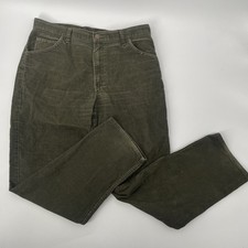 VTG 90s Y2K Sears Roebucks Mens Chino Corduroy Olive Green Pants Straight 34x30