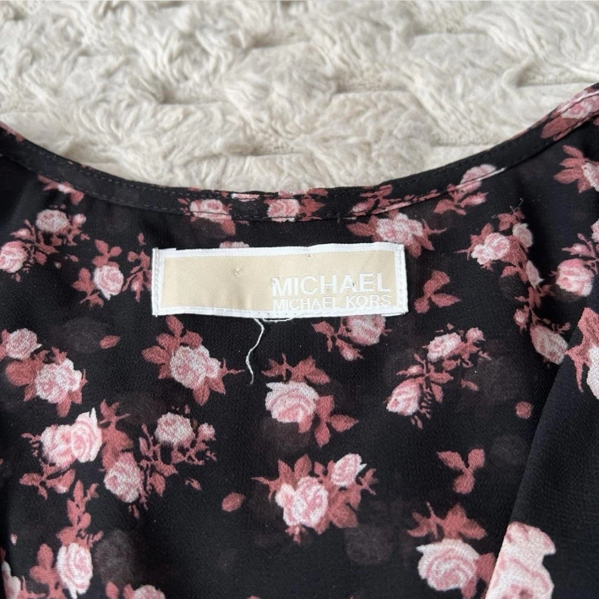 Abito da tè firmato Michael Kors taglia 10 nero rosa stampa floreale float estivo