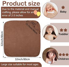 6 Pcs Baby Muslin Hooded Bath Towels and Washcloths Muslin Cotton Hooded Baby...