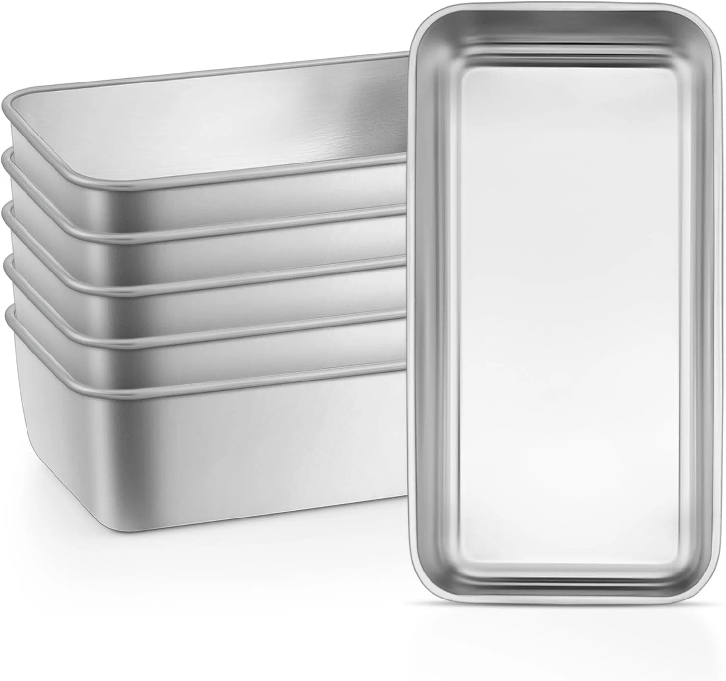6 Pack Stainless Steel Loaf Pans 9x5 Inch for Bread Meatloaf Banana Brownie
