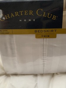 Vintage 90s Charter Club Home Twin Damask Bedskirt White Portugal
