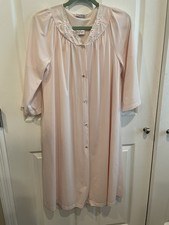 SHADOWLINE Sz S Soft Pink Long Robe Button Down Matching Gown EUC