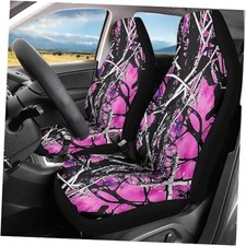 Pink Camo Oak Hunting Print Car Seat Covers for Front Camo Oak Hunting Pink