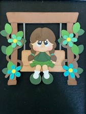 SUMMER Swinging Girl- Brunette premade paper piecing scrapbook diecut 3D
