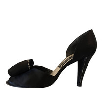 Vintage Stuart Weitzman for Mr. Seymour Womens Bow D'Orsay Peep Toe Pumps Black