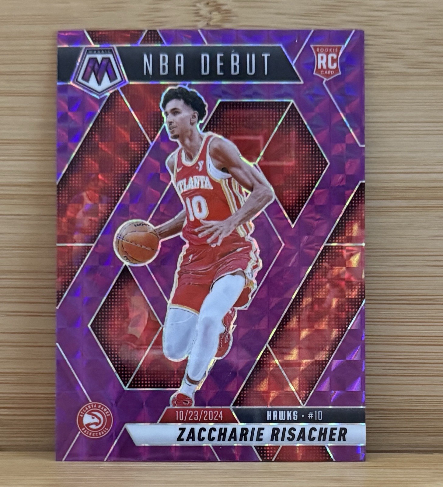 ZACCHARIE RISACHER 2024-25 MOSAIC NBA DEBUT ROOKIE PURPLE PRIZM RC /99