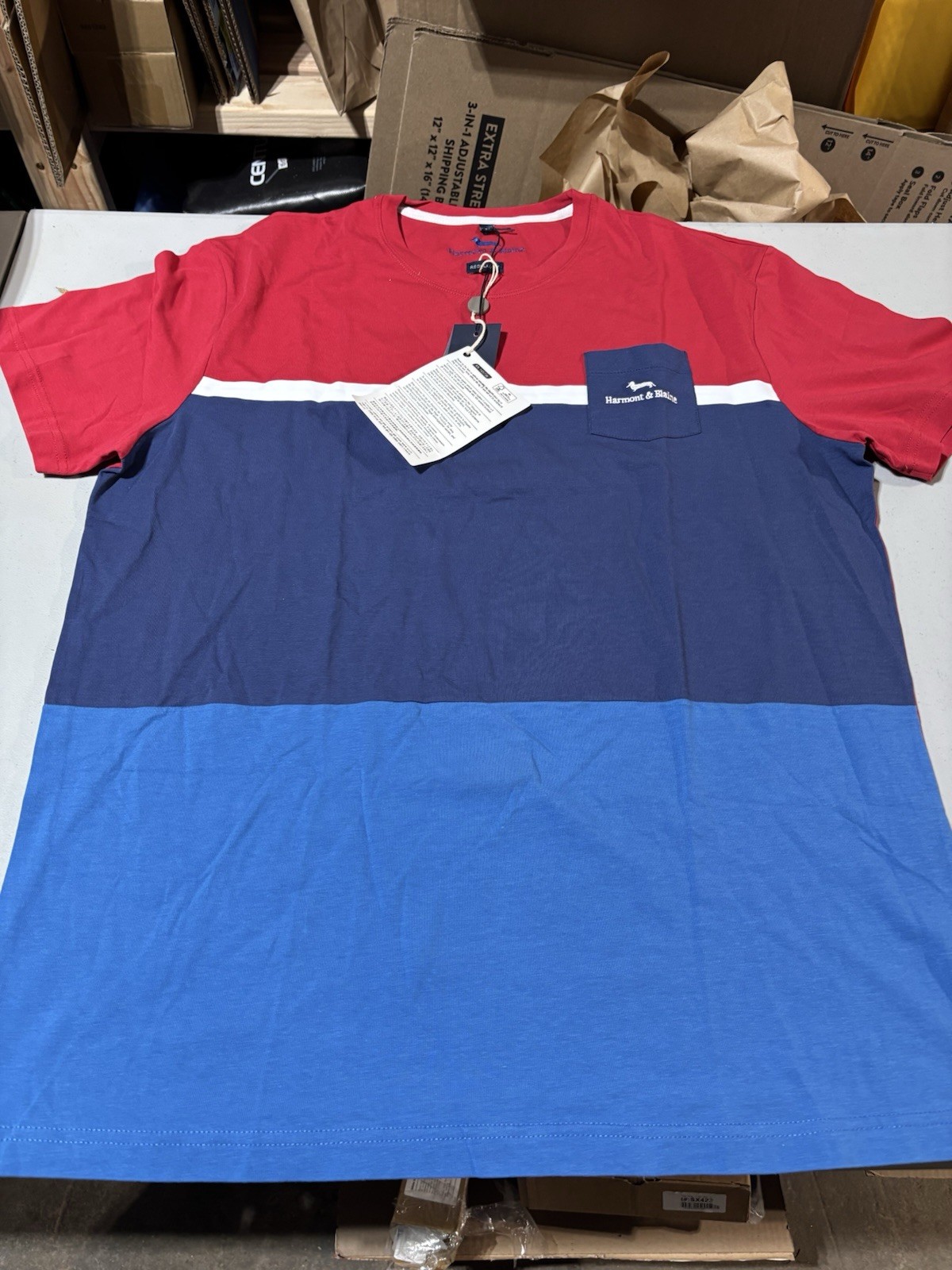 NWT Harmont & Blaine Color block 2XL Pocket s/s Tshirt | eBay