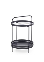 Homes & Jones Beistelltisch Rund Mit Glas & Schwarzem Metallgestell