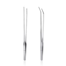 Feeding Tongs 2pcs Stainless Steel Aquarium Long Tweezers 27cm/10.6 Silver
