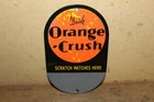 Rare Vtg Drink Orange Crush Soda Pop Match Strike Plate Porcelain Metal Sign