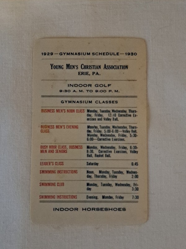 Vintage 1929 YMCA Marine National Bank Erie Pa Calendar  Card
