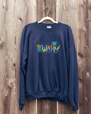 Vintage Navy Waikiki Hawaii Embroidered Sweatshirt - Jerzees