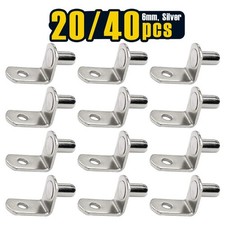 20 pcs, 6mm Shelf Pins, L-Shaped Nickel Plated Shelf Support Pegs with Hole