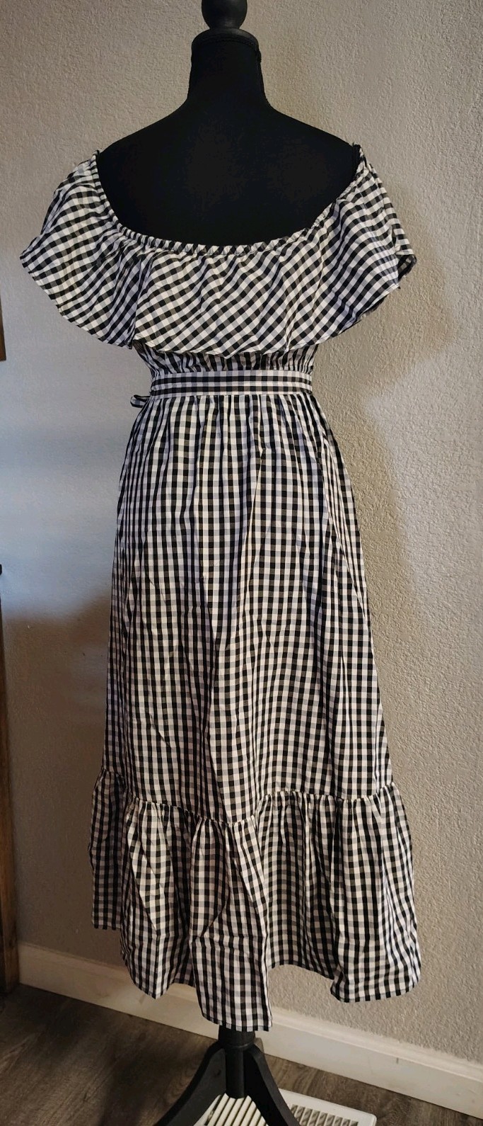 Grace Elements Black White Gingham Off Shoulder M… - image 2