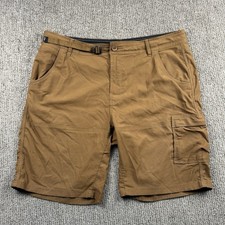 Prana Mens 38 Zion Shorts 10 Inseam Belted Nylon Stretch Outdoor Hiking Brown
