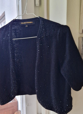 Bolero Jacke Strickjacke CLEMENTS RIBEIRO S 36 Kaschmir  Glitzerperlen - Edel