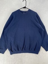 Vintage Fruit Of The Loom Sweatshirt Womens 2XL Blue Fleece Crew Blank USA 90s