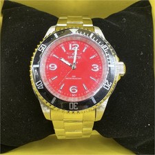 Invicta Gold Metal Band Red Dial Black Bezel Analog Men's Wristwatch 50m