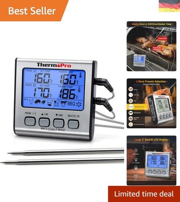 Professionelles TP17 Thermometer für Grill & Ofen mit Edelstahl-Sonden